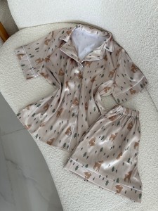 لباس خواب راحتی ساتن آهو  کد 1394