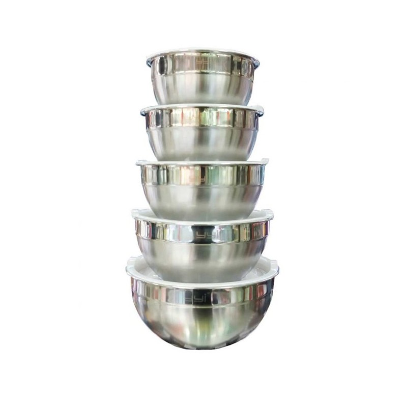 سرویس کاسه استیل 5 عددی درب دار