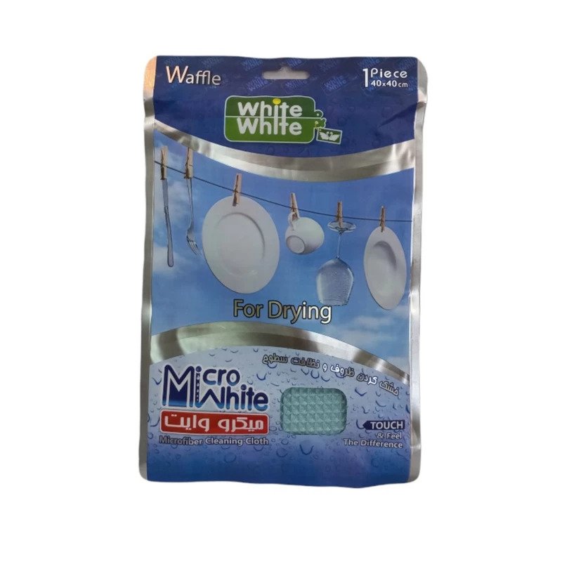 دستمال میکروفایبر خشک کردن ظروف و نظافت سطوح وایت اند وایت