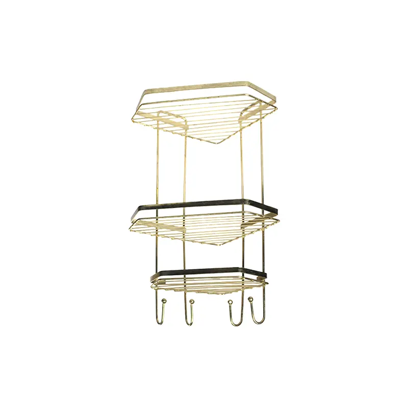 استند نظم دهنده دیواری حمام ۳ گوش طلایی ۲.۵ طبقه