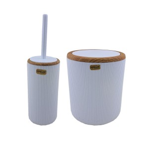 ست سطل زباله و فرچه امپرلند مدل کاریزما طرح چوب