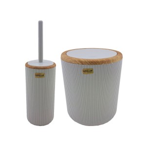 ست سطل زباله و فرچه امپرلند مدل کاریزما طرح چوب