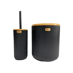 ست سطل زباله و فرچه امپرلند مدل کاریزما طرح چوب