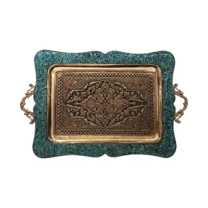 سینی چهارگوش فیروزه کوبی