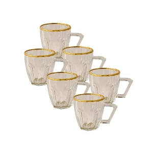 نیم لیوان دسته دار ترنج زنگان لب طلا مجموعه 6 عددی