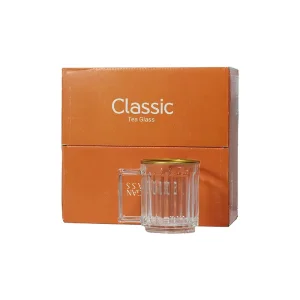 نیم لیوان دسته دار کلاسیک زنگان لب طلا مجموعه 6 عددی