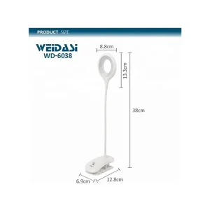 چراغ مطالعه ویداسی مدل WD-6038 لمسی گیره ای قابل شارژ