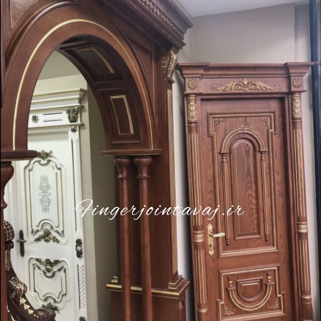 درب ورودی و اتاقی تک لنگه تمام چوب فینگر جوینت 3 لایه مدل 1141