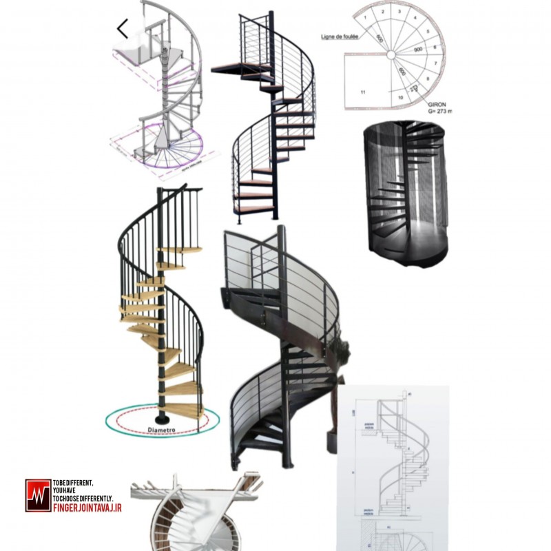 اسکلت فولادی پله ویلا سوئیسی کد ۱۶۱۶