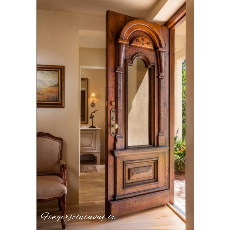 درب ورودی و اتاقی تک لنگه تمام چوب فینگر جوینت 3 لایه مدل 1183