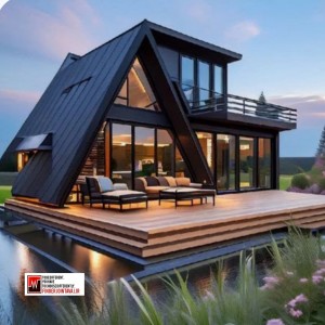 شیروانی مدل ذوزنقه مشکی پوشش ویلا سوئیسی