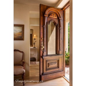 درب ورودی و اتاقی تک لنگه تمام چوب فینگر جوینت 3 لایه مدل 1183