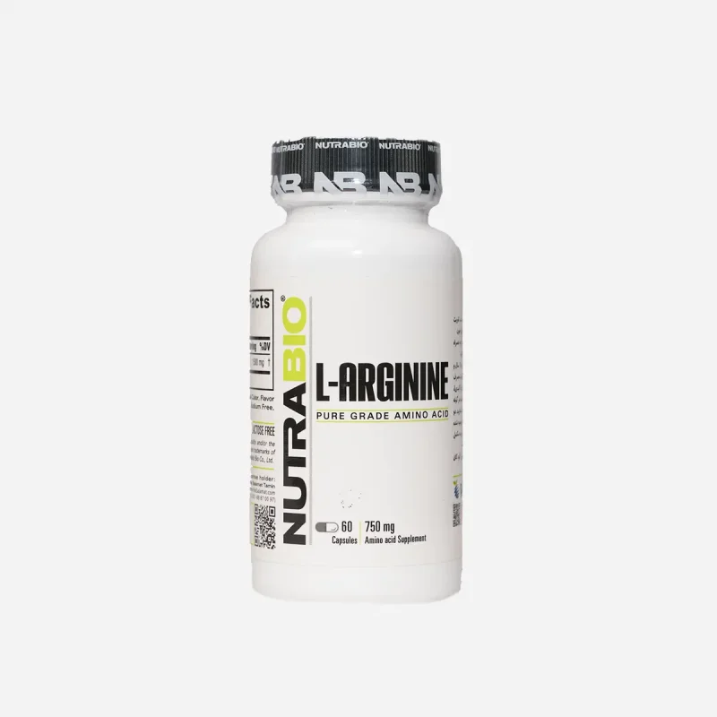 ال آرژنین نوترابایو ۶۰عدد کپسول (NutraBio L-Arginine 750mg 60 Capsules)