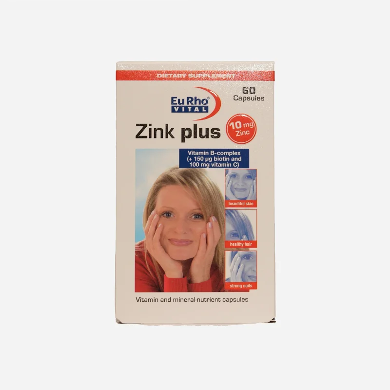 زینک پلاس ۱۰ میلی‌گرم ب کمپلکس یوروویتال ۶۰ عددی | EuRho Vital Zinc Plus 10 mg B-Complex 60 Softgels