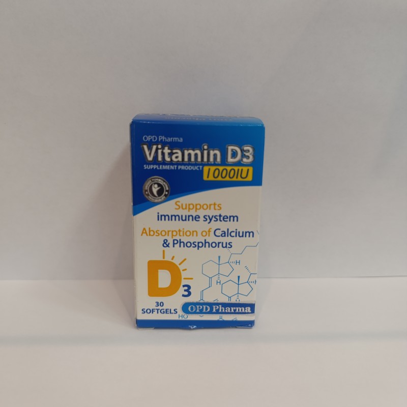 سافت ژل ویتامین د3 1000 واحدی (30 عددی)  OPD Pharma Vitamin D3 1000 IU