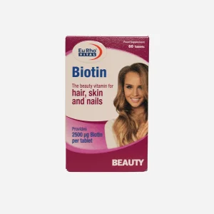 بیوتین ۲۵۰۰ یوروویتال ۶۰ عددی EuRho Vital Biotin 2500 mcg 60 Tablets