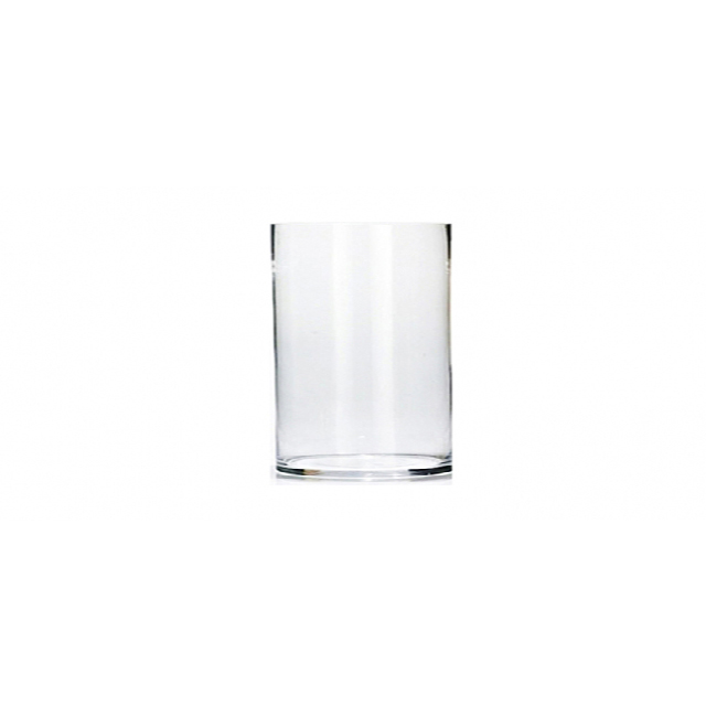 گلدان شیشه ای استوانه ای طرح نیلوفر- ارتفاع 20 سانتیمتر، قطر دهانه 17 سانتیمتر