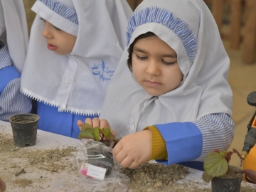 کودکان در کلاس کاشت بذر