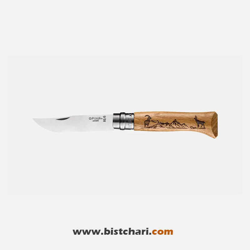 چاقوی تاشو کمپ و طبیعت گردی حکاکی شده مدل No 08 برند اپینل Opinel