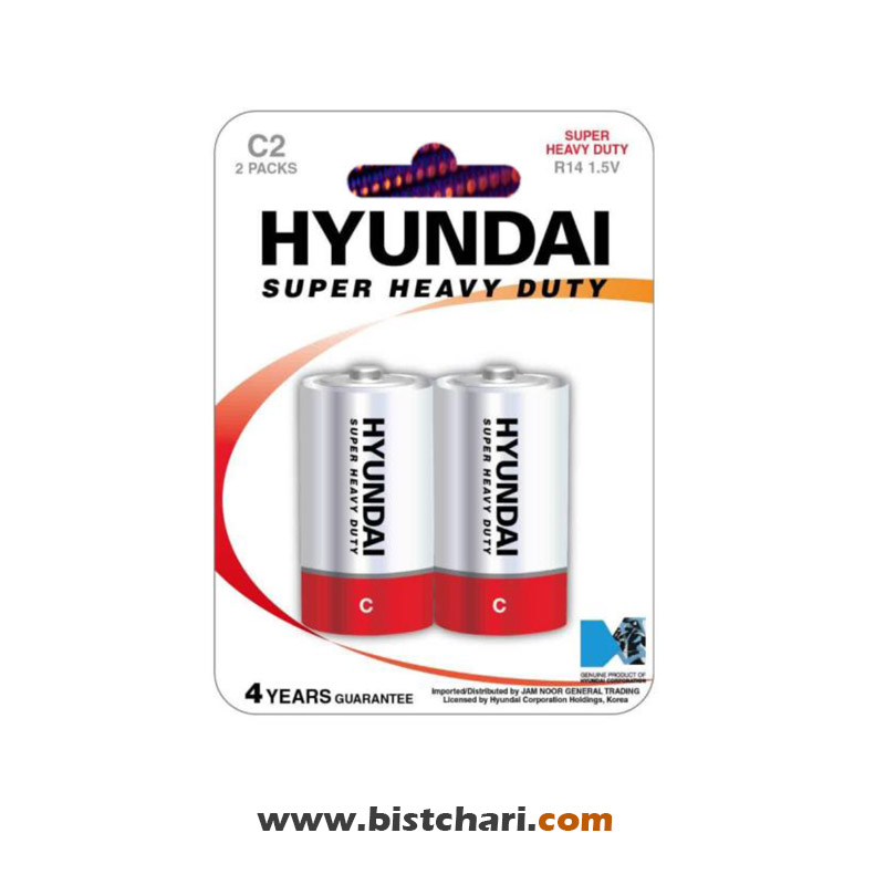 باتری سایز(C) مدل (R14 1.5V)  Super Heavy Duty  برند هیوندای Hyundai