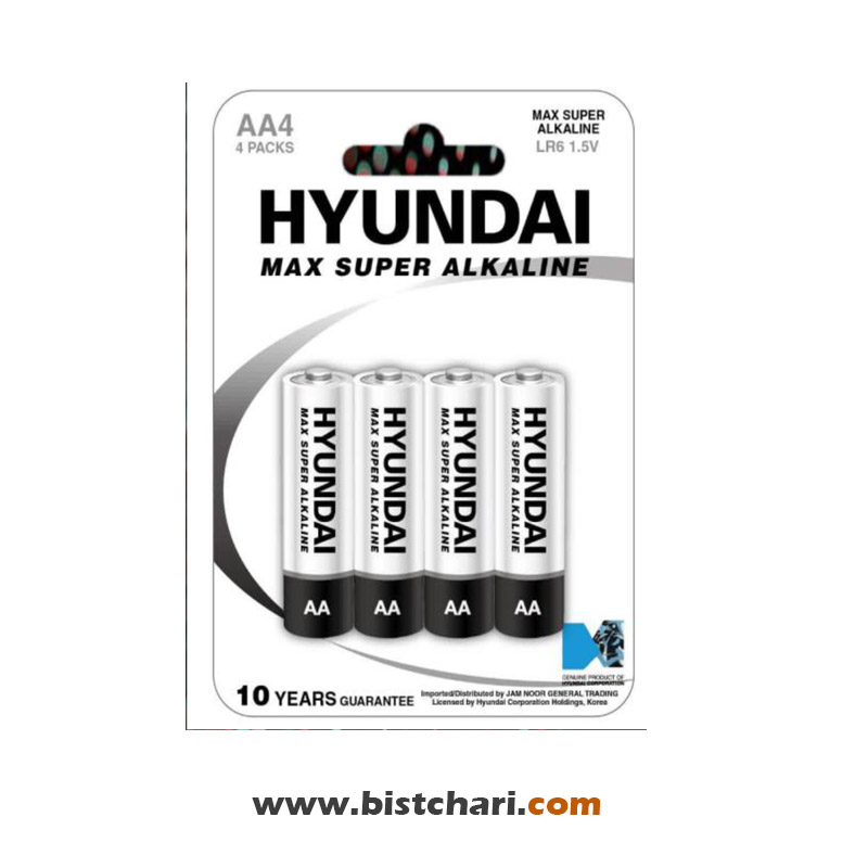 باتری قلمی مدل (LR6 1.5V) Max Super Alkaline  برند هیوندای Hyundai