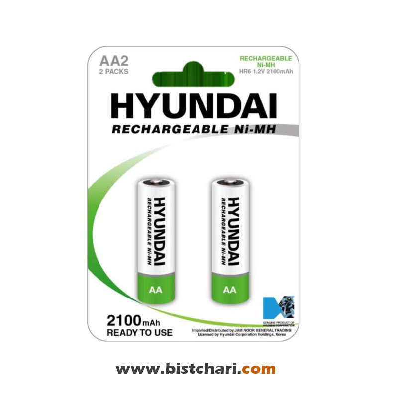 باتری قلمی شارژی مدل (HR6 1.2V 2100mAh) Rechargeable Ni-MH برند هیوندای Hyundai