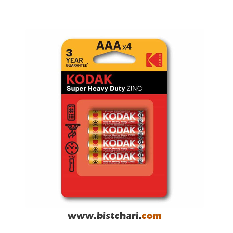 باتری نیم قلمی مدل (AAA) Super Heavy Duty Zinc برند کداک Kodak
