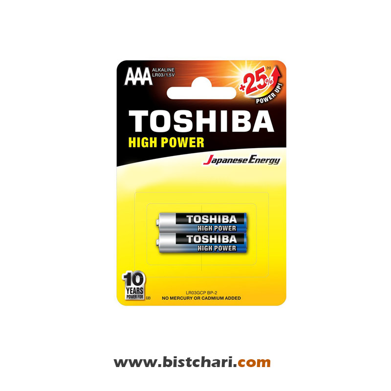 باتری نیم قلمی مدل (LR03 1.5V) High Power برند توشیبا Toshiba