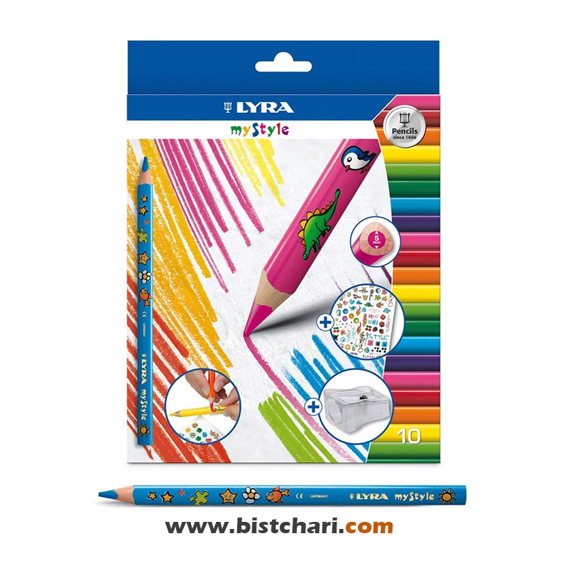 مداد رنگی 10 رنگ مدل مای استایل My Style برند لیرا Lyra کد 3751100