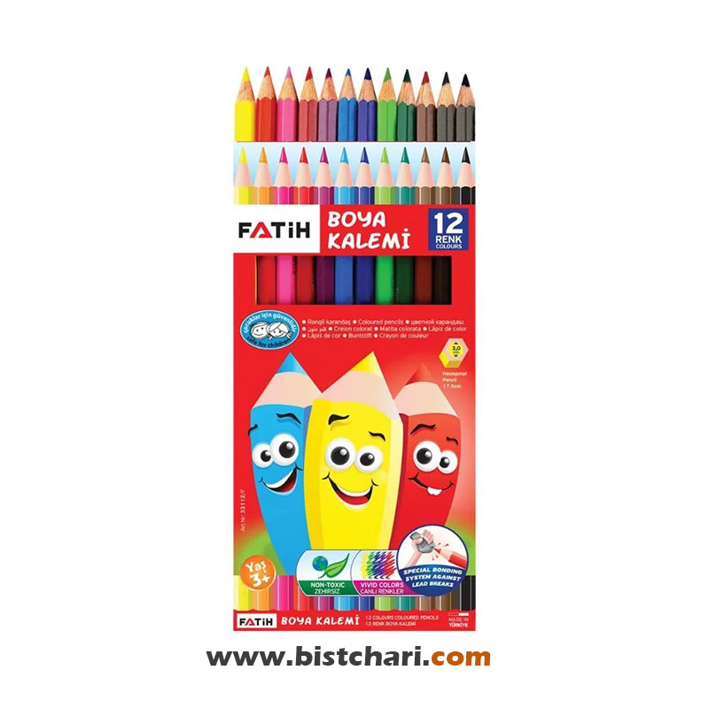 مداد رنگی 12 رنگ برند فاتیح Fatih کد 33112