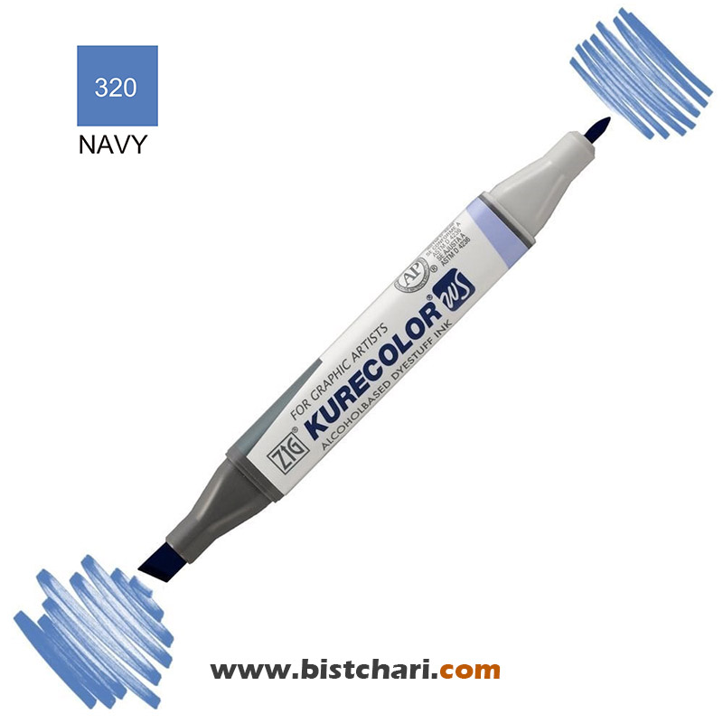 ماژیک راندو دو سر مدل Zig کد Navy) 320) برند کیورکالر KureColor