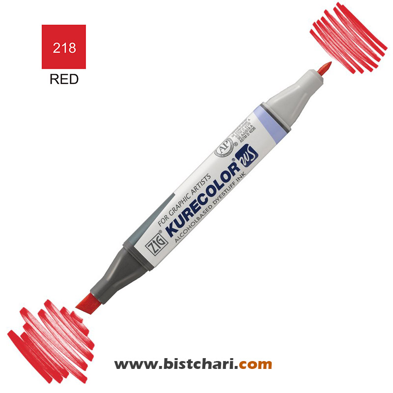 ماژیک راندو دو سر مدل Zig کد Red) 218) برند کیورکالر KureColor