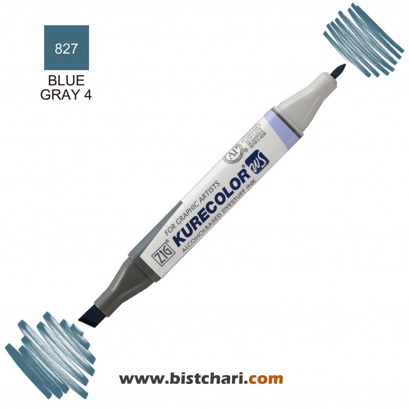 ماژیک راندو دو سر مدل Zig کد Blue Gray 4) 827) برند کیورکالر KureColor