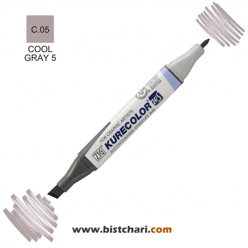 ماژیک راندو دو سر مدل Zig کد Cool Gray 5) C.05) برند کیورکالر KureColor