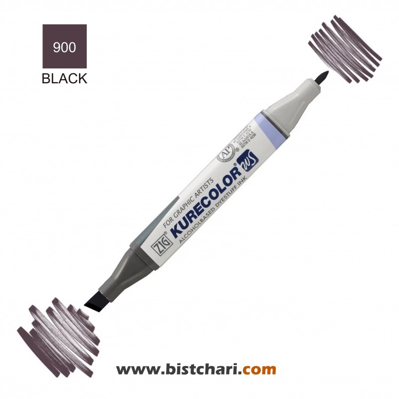 ماژیک راندو دو سر مدل Zig کد Black) 900) برند کیورکالر KureColor