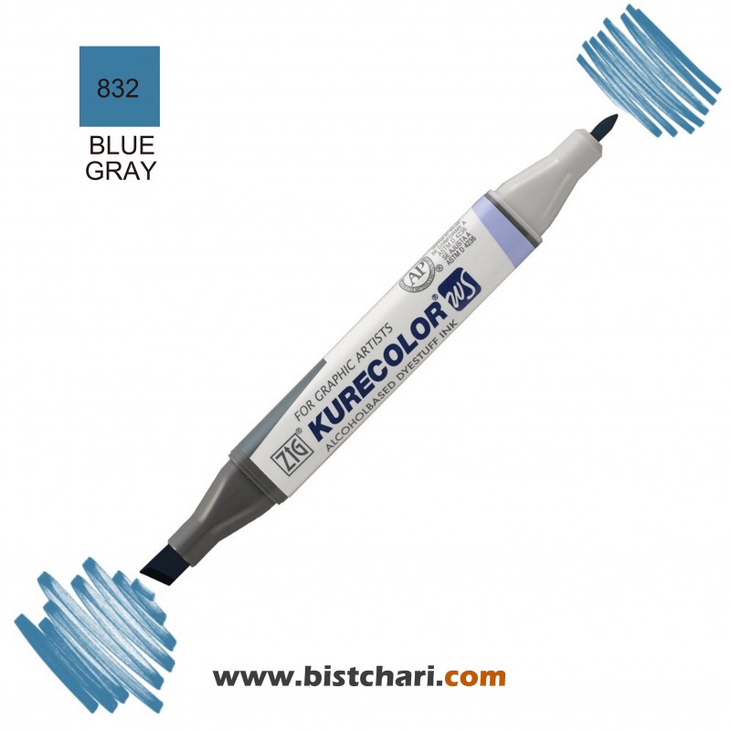 ماژیک راندو دو سر مدل Zig کد 832 (Blue Gray) برند کیورکالر KureColor