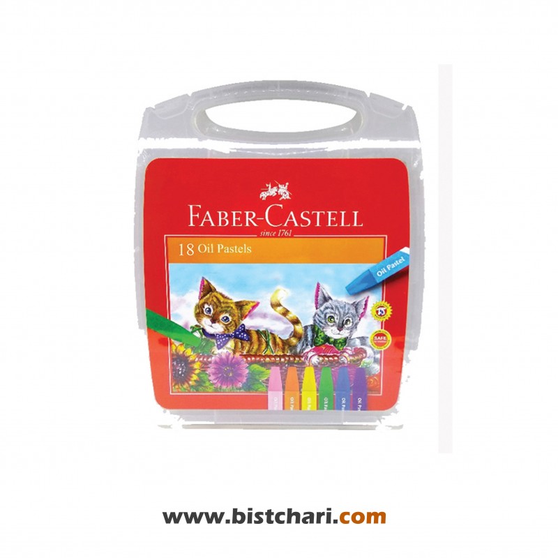 پاستل روغنی شش ضلعی 18 رنگ طرح گربه کد 120064OC برند فابرکاستل Faber Castell