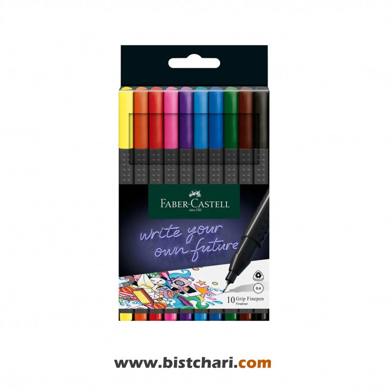 روان نویس نوک نمدی 10 رنگ مدل Grip کد 151610 برند فابرکاستل Faber Castell