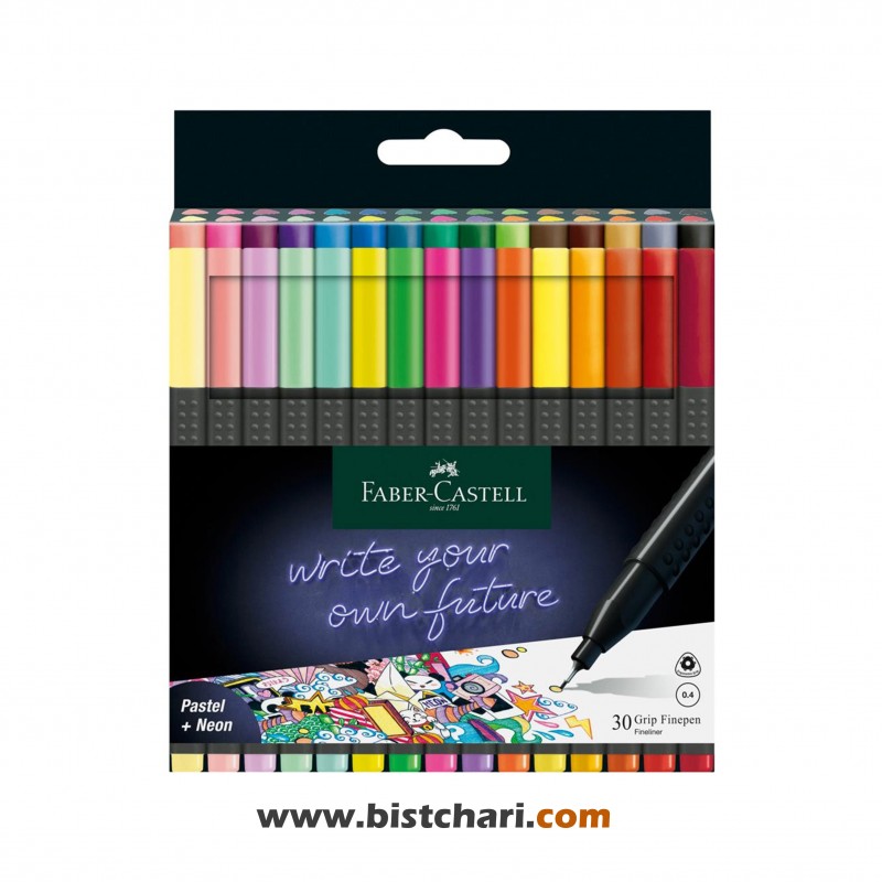 روان نویس نوک نمدی 30 رنگ مدل Grip کد 151630 برند فابرکاستل Faber Castell