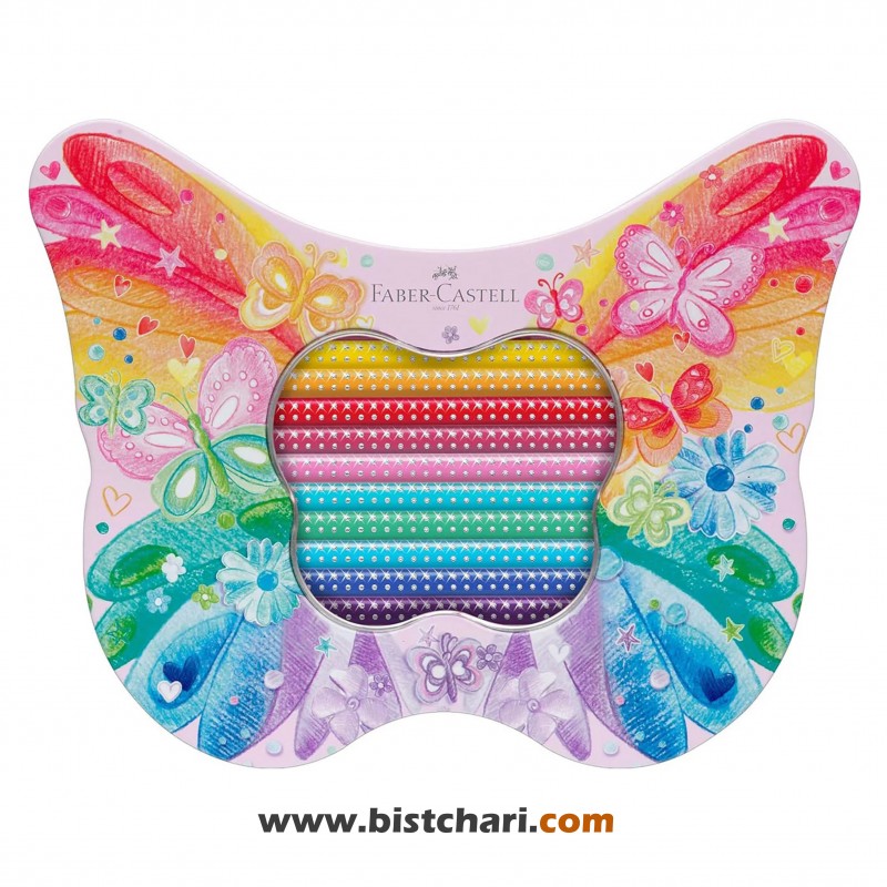 مداد رنگی 20 رنگ مدل Sparkle طرح Butterfly کد 201971 برند فابر کاستل Faber Castell