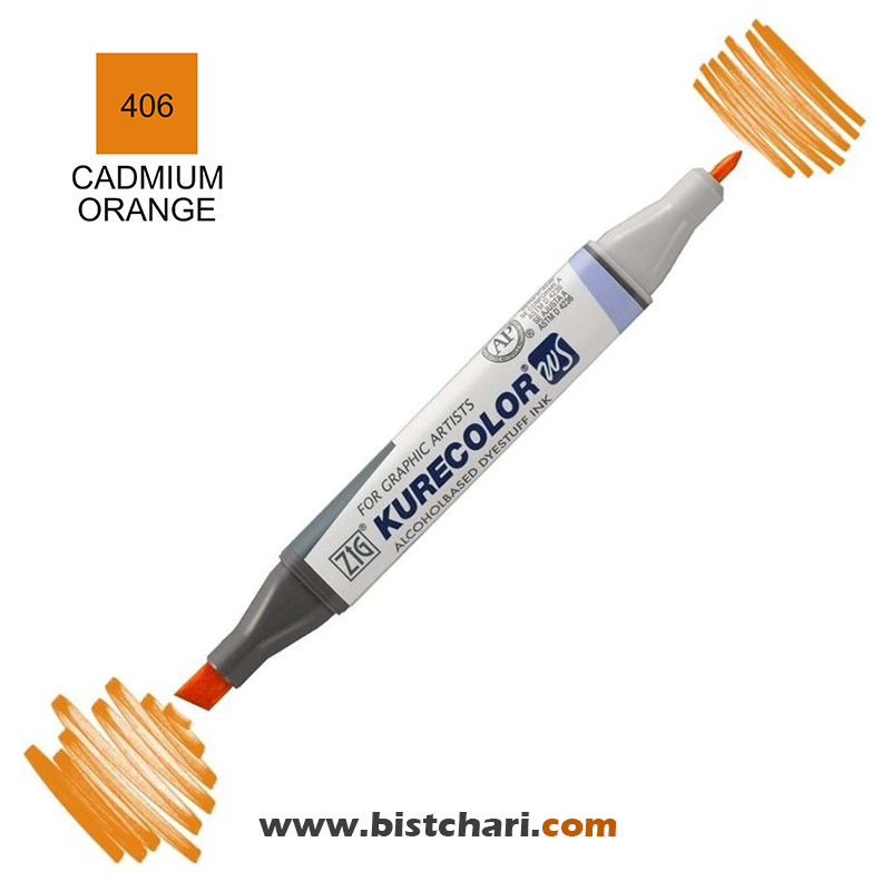 ماژیک راندو دو سر مدل Zig کد Cadmium Orange) 406) برند کیورکالر KureColor