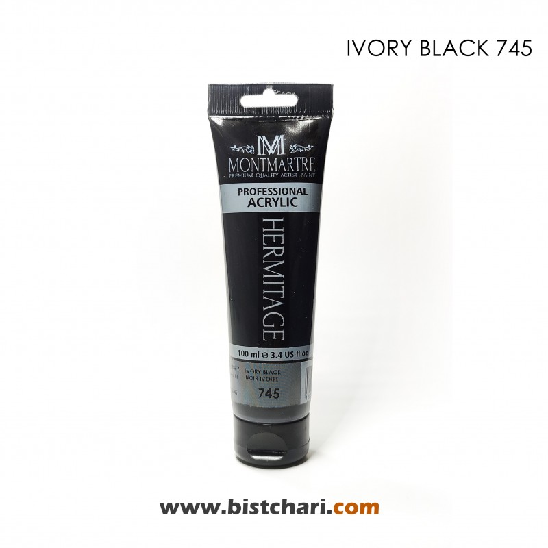 رنگ اکریلیک 100ml کد 745 (Ivory Black) برند مونمارت Montmartre