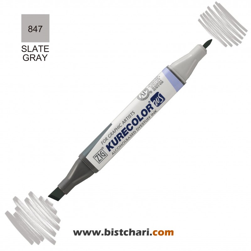 ماژیک راندو دو سر مدل Zig کد Slate Gray) 847) برند کیورکالر KureColor