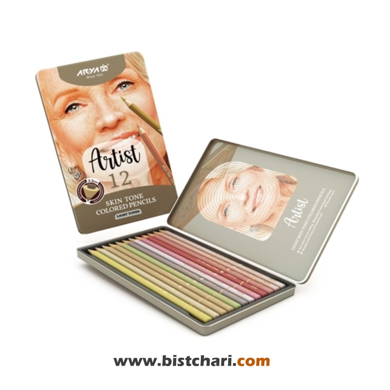 مداد رنگی 12 رنگ پوست روشن مدل Artist کد 3906 برند آریا Arya