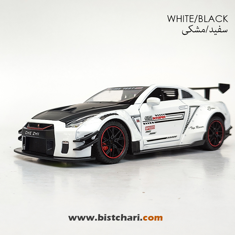 ماکت ماشین نیسان Nissan مدل GTR R35 رنگ سفید/مشکی