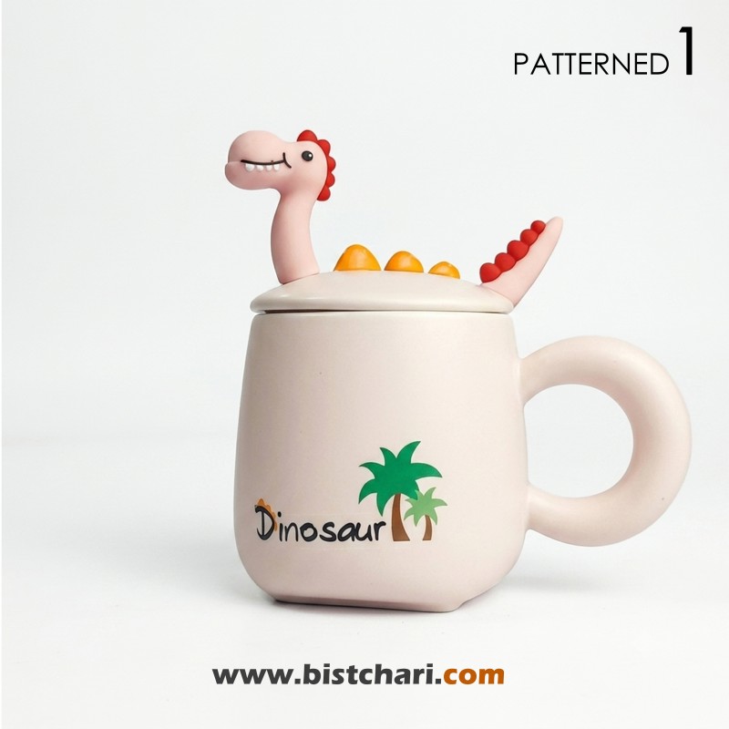 ماگ(لیوان) سرامیکی درب دار طرح دایناسور Dinosaur