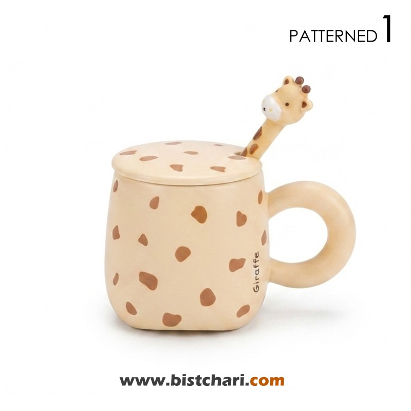 ماگ(لیوان) سرامیکی درب دار طرح زرافه Giraffe