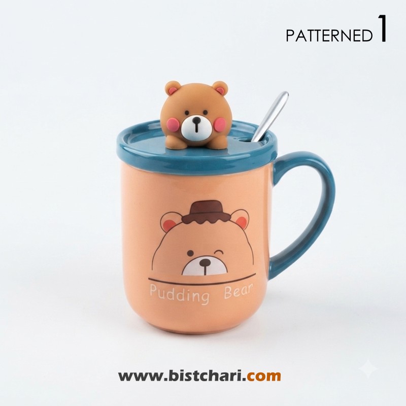 ماگ(لیوان) سرامیکی درب دار طرح خرس Bear