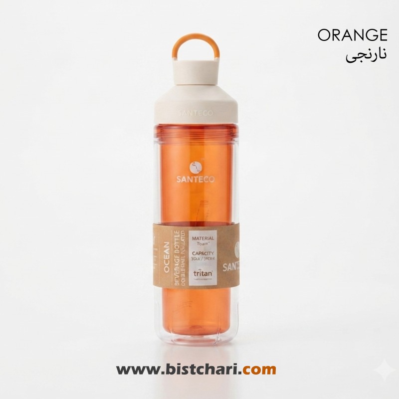 بطری ورزشی طلقی دوجداره 590 میلی لیتر مدل Ocean برند سانتکو Santeco