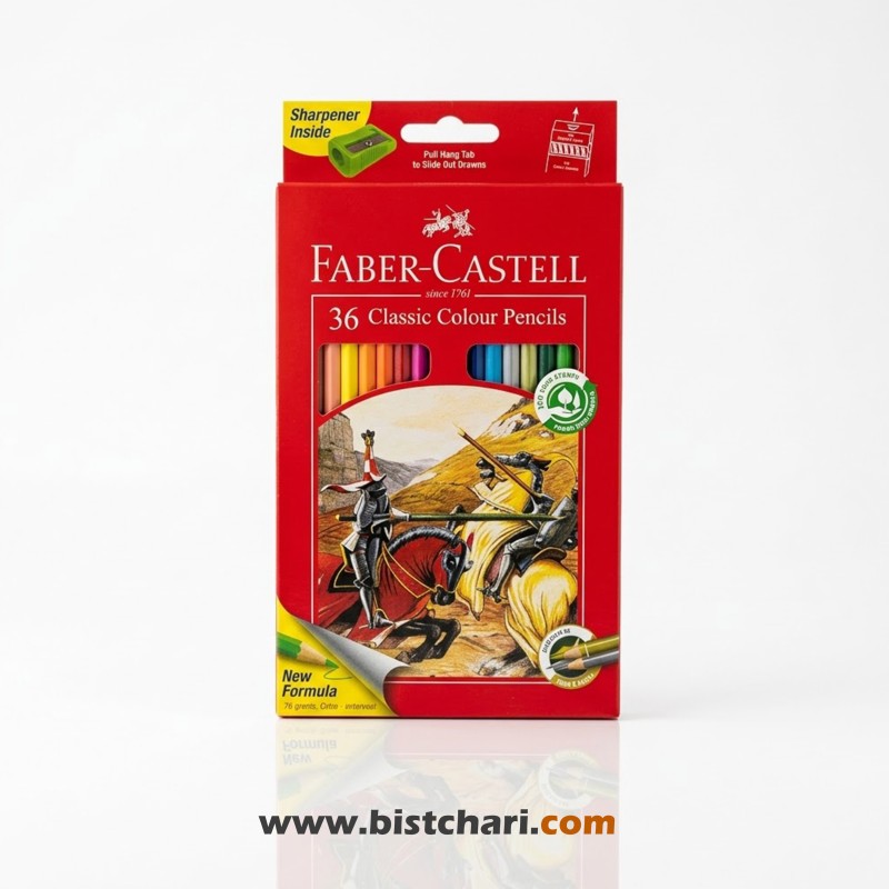 مداد رنگی 36 رنگ کلاسیک جعبه مقوایی برند فابرکاستل Faber Castell